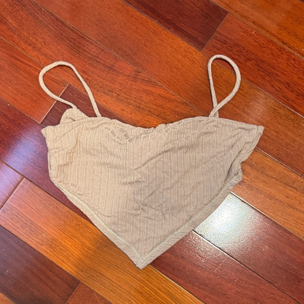 Tan Ribbed Crop Top